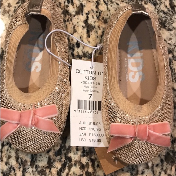 Kids Ballet Flats Gold Pink 